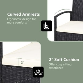 RELAX4LIFE 3-Piece Patio Furniture Set - Rattan Conversation Set, Wicker Bistro Set w/2 Chairs, Glass Coffee Table, Steel Frame, Outdoor Chairs Set for Yard Balcony, Front Porch Furniture (Beige)