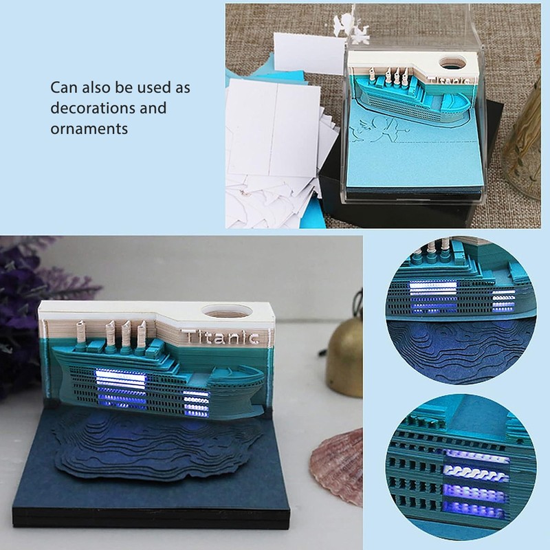 Creative Cruise Ship Sticky Notes Desktop Decoration 3D Hand Tear