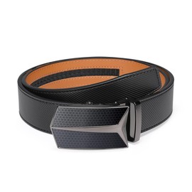 VRLEGEND Men's Automatic Leather Belt, Ratchet Belt without Holes for Business Suit, Size Adjusted, with Gift Box, black