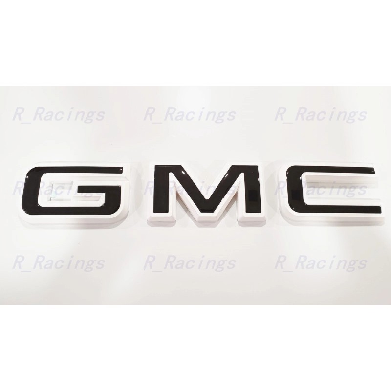 Auto Front & Rear GMC White Black OVERLAY Emblem Badge