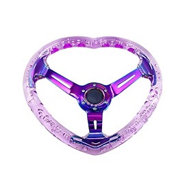 idain Universal Acrylic Racing Steering Wheel Heart-Shaped Design Steering Wheel Fit for Most vehicle,Racing car,RZR,Club Car (Purple)