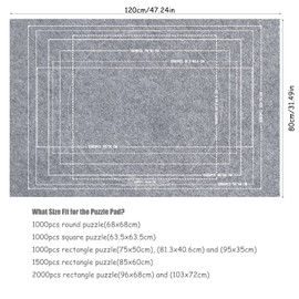 TINYOUTH Puzzle Mats for Puzzles up to 1000/1500/2000 Pieces, 1.5 mm Puzzle Mat Puzzle Accessories Puzzle Mat for Round Puzzle Square Puzzle & Rectangle Puzzle, Grey