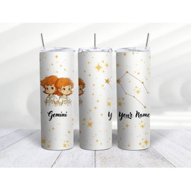 Mugzan GEMINI Zodiac Stainless Steel Skinny 20 Oz Tumbler With Lid & Straw by Mugzan