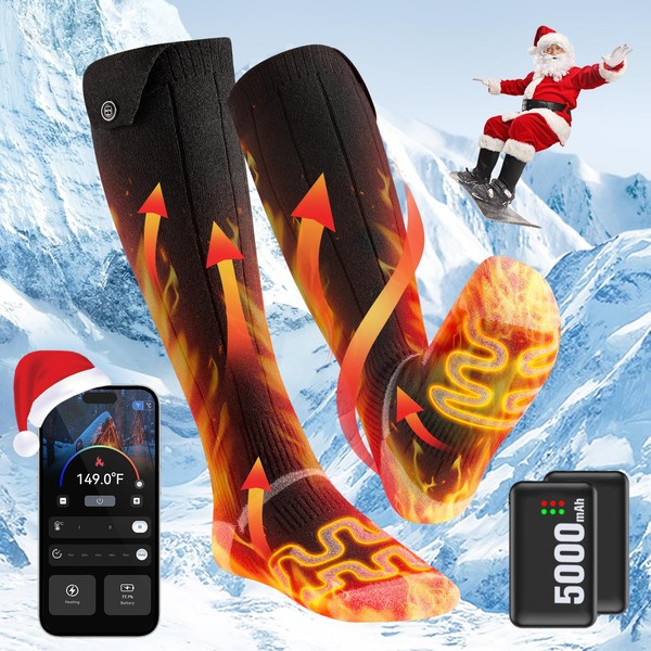 2025 Heated Socks with App Control, 5000mAh*2 Heated Socks for