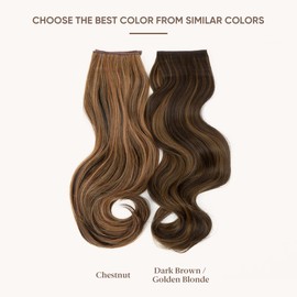 SARLA SARLA Invisible Wire Hair Extensions with 3 Clips Long Synthetic Wavy Curly Hairpiece Adjustable Transparent Headband for Women 18 Inch Dark Brown/Golden Blonde Highlights