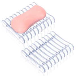 YUXIANLB 2PCS Plastic Soap Holder, Clear Self Draining Soap Dish Soaps Bars Holder for Easy Dry and Clean, Shower Kitchen Bathroom Hotel Tray Soaps Dish Saver