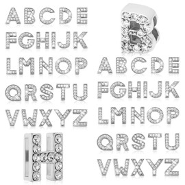 52Pcs Full Rhinestone Letter Charms A-Z 8mm Full Rhinestones Slide Alphabet Letters Charms Jewelry Finding Crystal Alphabet Charm Bulk for DIY Necklace Choker Wristbands Bracelets Jewelry Making