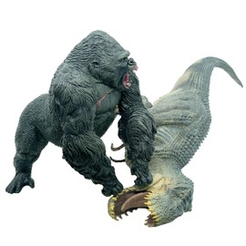 King Kong VS Vastatosaurus Rex Dinosaur Toys with Realistic Rock Action Figure Rampage Gorilla Fight Tarbosaurus Animal Figurines for Role Playing Story Telling Toy for Kids
