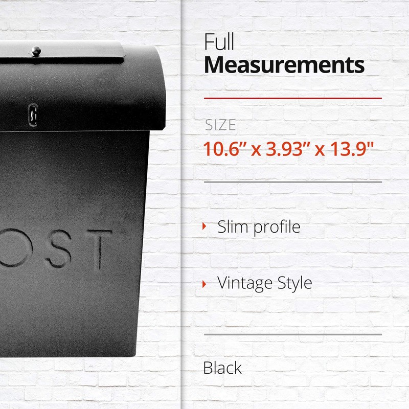 NACH Locking Mailbox, 13.9 x 3.93 x 10.6 inch, Black