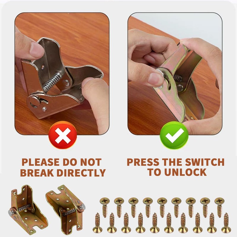 Zrfgbxim 4 Pcs Folding Brackets, Self-Locking Hinges, 90 Degree Foldable