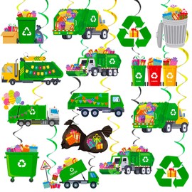 Trash Truck Birthday Decorations Hanging Swirls Garbage Truck Birthday Decorations Waste Management Garbage Truck Trash Truck Themed Ceiling Swirls Streamers for Garbage Truck Theme Party