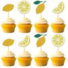 24 PCS Lemon Cupcake Toppers Glitter Summer Fruits Lemon Cupcake
