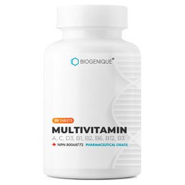 Biogenique Multivitamin - Complete Multivitamin for Adults, Supports Energy, Immunity & Overall Health - 1 Month Supply - Multi vitamins Women & Men supplement Made in Canada, Non-GMO