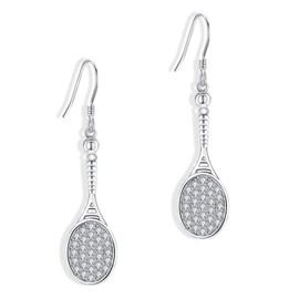 JERWLI Tennis Earrings, 925 Sterling Silver Sports Ball Earrings, Tennis Earrings, Sports Jewellery, Gift for Women