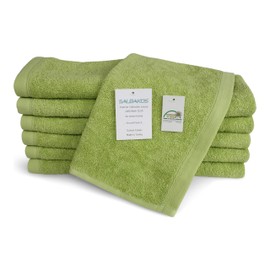SALBAKOS Luxury Hotel & Spa Turkish Cotton 12-Piece Eco-Friendly Washcloth Set for Bath, Green