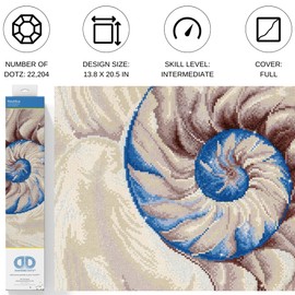 DIAMOND DOTZ ® - Nautilus, Full Drill, Round Dotz, Diamond Painting Kits, Diamond Art Kits for Adults, Gem Art, Diamond Art, Diamond Dotz Kits, 14"x20"