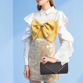 Larcenciel Women's Clutch Bag, Glitter Evening Bag, Shoulder Bag with Removable Chain, Fashionable Handbag, Elegant Envelope Bag, Chain Bag, Shoulder Bags for Prom, Party, black, Elegant and sparkling