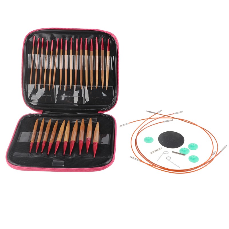 Interchangeable Carbonized Bamboo Needles Set Aluminum Circular Knitting Needles Ring