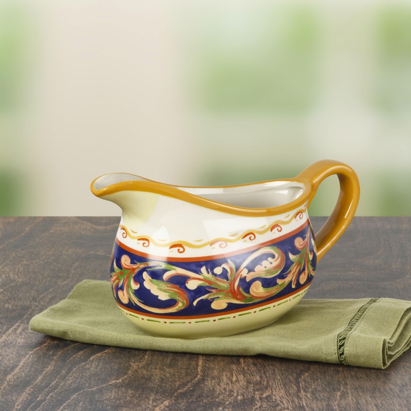 Pfaltzgraff Villa Della Luna Italian Scroll Stoneware Large Gravy Boat,