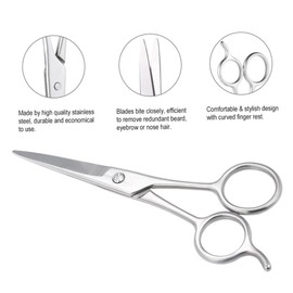 Beavorty Stainless Steel Beard Scissors Practical Grooming Tool for Men Silver Hairdressing Scissors for Beard and Eyebrow Care Compact Design for Everyday Use