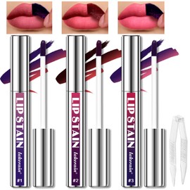 HOSAILY 3 Colors Peel Off Lip Liner Stain, High Pigmented Long Wear Waterproof Magic Lip Stain Tattoo, Natural Matte Finish Lip Tint Pink Lip Gloss Set for Women, Non-Sticky Liquid Lipstick Lip Makeup