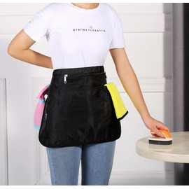 Bafelia Cleaning Apron Caddy for Women with 7 Pockets, Professional Waterproof Housekeeping Work Apron (1, Black)