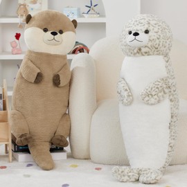 Tezituor 39 inch Giant Otter Stuffed Animal, 3ft Long Otter Plush Body Pillow, Hugging Soft Stuffed Ocean Otter Plush for Sleeping Kids Girlfriend