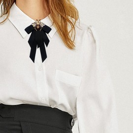 LUMoony Brooch with Bee Bow Brooch Black Bow Brooch Pin Women's Vintage Brooch Pins Rhinestone Brooch Collar Neck Tie Brooch for Women Clothing Accessories with Crystal