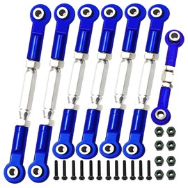 Adjustable Stainless Steel Turnbuckles Set/Camber Links with Rod Ends Set for 1/10 Traxxas Slash 4X4 2WD /Rustler 2WD 4X4/Hoss 2WD 4X4/ Stampede 2WD 4X4/Bandit 2WD 4X4/ Upgrades Parts(Navy Blue)