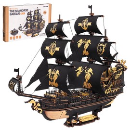ROKR 3D Wooden Puzzles for Adults,Seahorse Barque Model kit, 603 Piece 3D Puzzles for Adults&Teens,Ideal Gift for Boys and Men