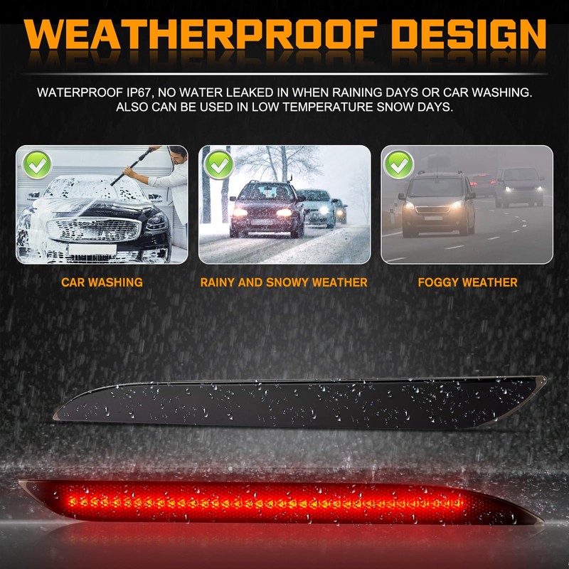 Gempro Rear Bumper Reflector Lights for Ford Mustang 2015-2017 Led