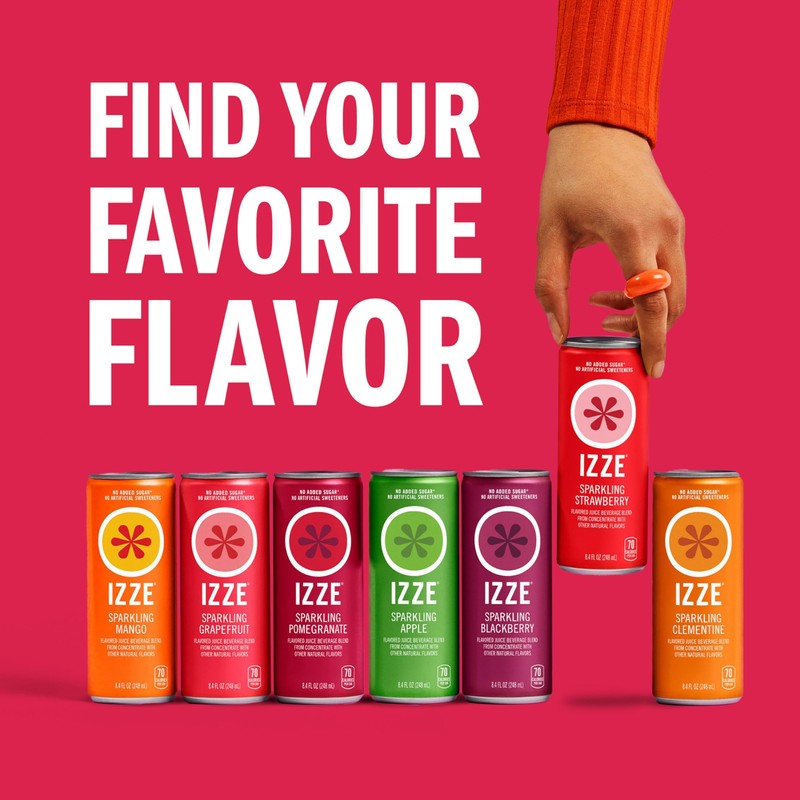 IZZE Sparkling Water Juice Beverage Blend, Pomegranate, No Sugar Added,
