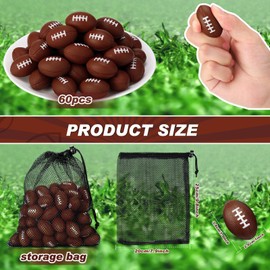 Zhanmai 60 Pcs Mini Football Stress Ball 1.5inch Mini Foam Football Bulk Small Foam Sports Ball for Theme Party Favor Supplies Outdoor Games Small Sports Stress Balls with Drawstring Bag(Dark Brown)