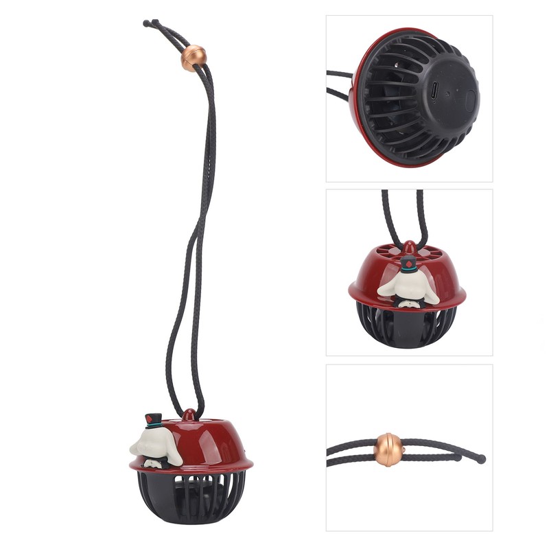 Hanging Neck Fan Leafless Cute Cartoon Design Quiet USB Rechargeable