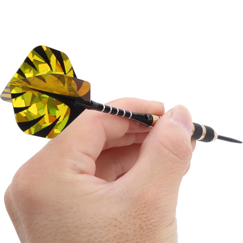 Darts Kit 12 Dart Tail Flights Shafts Black Nickel Copper