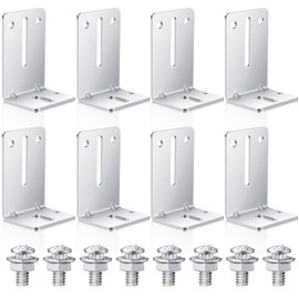 Gisafai 8 Pieces Garage Door Track Jamb Bracket Reinforcement Garage Door Track Steel Bracket Replacement with 16 Sets Screw and Nut Fittings