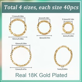 SUNNYCLUE 1 Box 160Pcs 4 Styles Twist O Ring Open Jump Rings Bulk Real 18K Gold Plated Brass Metal Linking Open Round Circle Connectors Ring for Jewelry Making Bracelet Necklaces DIY Crafts Supplies