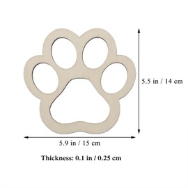JANOU 6pcs Big Paw Shaped Wooden Cutouts Dog Cat Claws Cutouts Unfinished Wood Pet Paw Wood DIY Craft Embellishments Gift Ornaments Decoration, 5.9x5.5 in