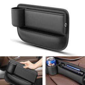 MAIHUO Car Seat Gap Organizer with Cup Holder, Car PU Leather Storage Box, 30x20cm Universal Fit