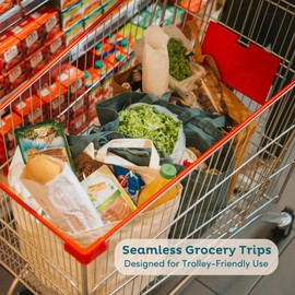 Heavy Duty Reusable Grocery Bags - 100% Cotton 12Oz Canvas Grocery Bags with Handles, Large Kitchen Grocery Bags, Reusable Shopping Bags for Groceries, Grocery Tote Bag, Foldable Market Bag (Mocha)