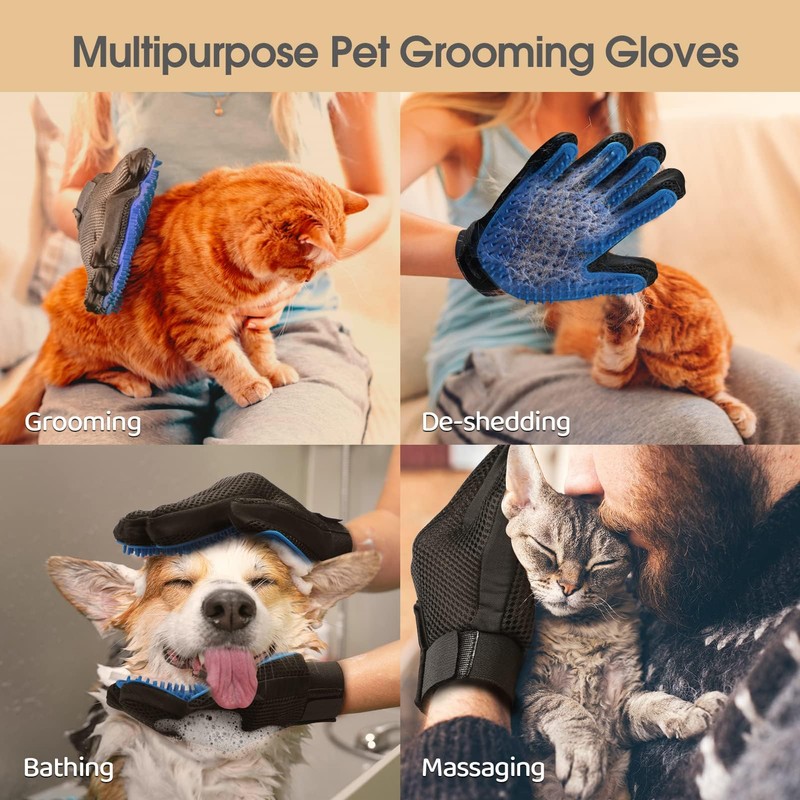Upgrade Efficient Pet Hair Remover Gloves - Gentle Shedding Brushes