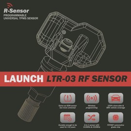 LAUNCH LTR-03 TPMS Sensor 315MHz/433MHz Dual Frequency Screw-in Metal Tire Pressure Monitor System Programmable Replace OE-Sensor for LAUNCH TPMS Tool Update Version of LTR-01