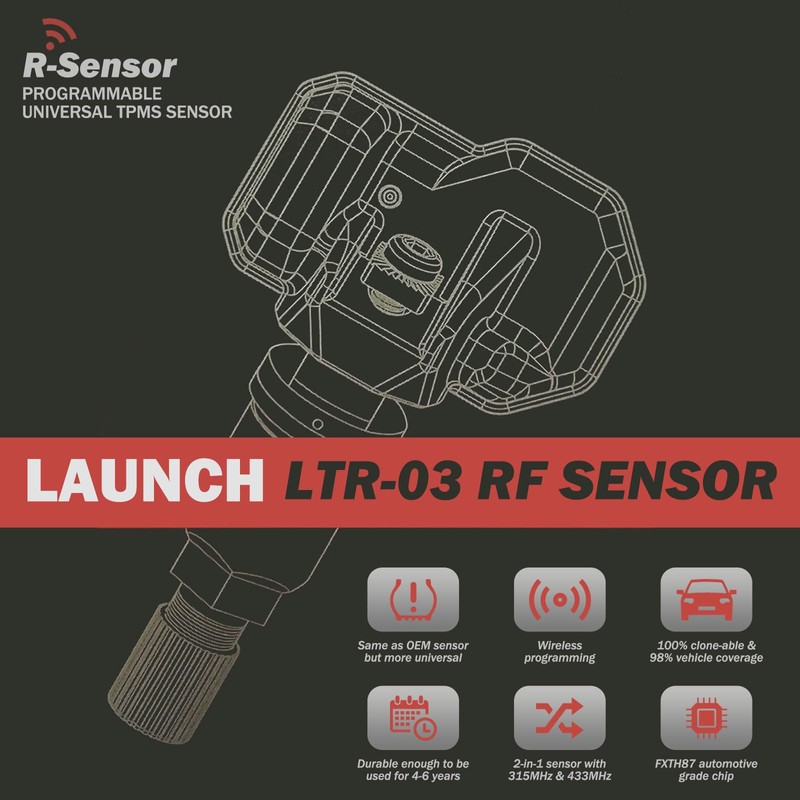 LAUNCH LTR-03 TPMS Sensor 315MHz/433MHz Dual Frequency Screw-in Metal Tire