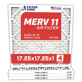 Filter King 17.25x17.25x1 Air Filter | 4-PACK | MERV 11 HVAC Pleated A/C Furnace Filters | MADE IN USA | Actual Size: 17.25 x 17.25 x .75"