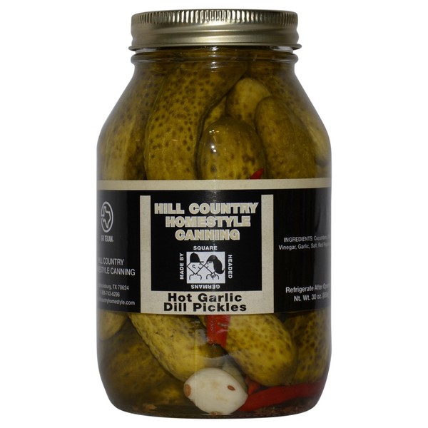 Texas Hill Country Hot Garlic Dill Pickles 32 oz