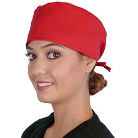 Mens and Womens Scrub Style Working Cap - Solid Red