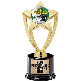 Crown Awards Last Place Trophy, 8" Gold Star Not Even Close Funny Trophies with Deluxe Round Base 10 Pack Prime