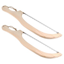 GUGUZ 2 Pack Bread Knife for Homemade Bread, Wooden Serrated Bread Knife, Premium Stainless Steel, 16" Wooden Serrated Bread Slicer