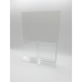 Dazzling Displays Clear Acrylic Sign Holder, 8 x 10 inches, with Brochure Holder, Top Load