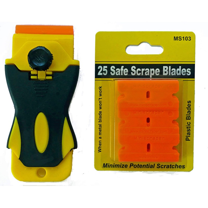 Mini Scraper Kit with 25 Safe Scrape Plastic Blades and